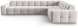 Micadoni Coltar Kendal cu 6 locuri si tapiterie din catifea, gri deschis (Coltar3Kendal1set9)