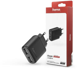 Hama hálózati töltő adapter 2x USB bemenettel - 12W - HAMA Ultra Fast Charger - fekete - nextelshop