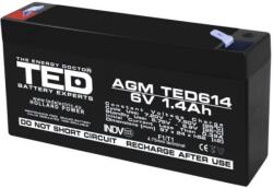 TED Electric Acumulator AGM VRLA 6V 1, 4A dimensiuni 97mm x 25mm x h 54mm F1 TED Battery Expert Holland TED002839 (TED002839)