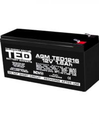 TED Electric Acumulator AGM VRLA 12V 1, 6A dimensiuni 97mm x 47mm x h 50mm F1 TED Battery Expert Holland TED003072 (TED003072)
