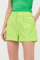 Morgan pantaloni scurti femei, culoarea verde, neted, high waist PPYX-SZD0WY_71X