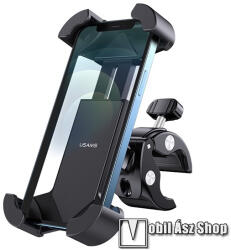 USAMS biciklis / motoros / kerékpáros tartó konzol mobiltelefon készülékekhez - FEKETE - 360°-ban forgatható, 4.5-6.7" méretű készülékekhez - ZJ064ZJ01 (ZJ064ZJ01)