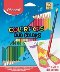Maped Színes ceruza készlet, háromszögletű, kétvégű, MAPED "Color`Peps Duo", 48 különbözõ szín (24 db) (IMA829602)