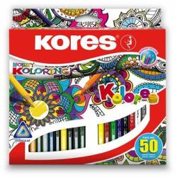 Kores Színes ceruza készlet, háromszögletű, KORES "Triangular", 50 különbözõ szín (50 db)