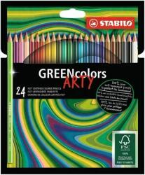 STABILO Színes ceruza készlet, hatszögletű, STABILO "GreenColors ARTY", 24 különbözõ szín (24 db) (TST6019241A)