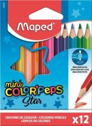 Maped Színes ceruza készlet, háromszögletű, MAPED "Color`Peps Star Mini", 12 különbözõ szín (12 db)