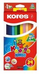 Kores Színes ceruza készlet, háromszögletű, jumbo, KORES "Kolores Jumbo", 24 különbözõ szín (24 db) (IK93524)