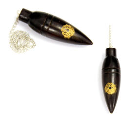 Pendul Lemn cu Bila Cuart Alb - Simbol Mandala - 66-68 x 19 mm - 1 Buc
