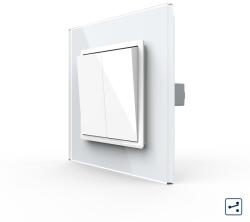 LIVOLO Intrerupator Dublu Mecanic Cap Scara LIVOLO cu Rama din Sticla - Serie Noua