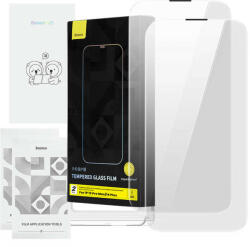 Baseus Corning edzett üveg iPhone 13 Pro Max/14 Plus készülékhez porszűrővel