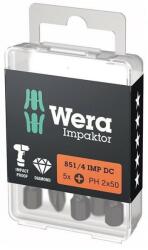 Wera Set biti de impact 1/4" DIN3126, E6.3, PH2x50mm, 5 bucati, Wera (5057656001) - bricolaj-mag