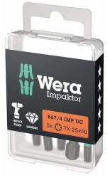 Wera Set biti de impact 1/4" DIN3126, E6.3, T25x50mm, 5 bucati, Wera (5157665001) - bricolaj-mag
