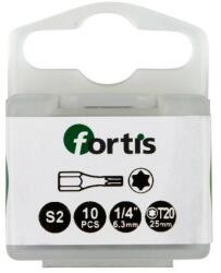 Fortis Bit 1/4" DIN3126, C6.3, T20x25mm, 10 bucati, Fortis (4317784729277) - bricolaj-mag Set capete bit, chei tubulare