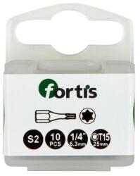 Fortis Bit 1/4" DIN3126, C6.3, T15x25mm, 10 bucati, Fortis (4317784729284) - bricolaj-mag Set capete bit, chei tubulare