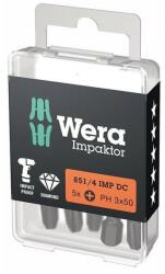 Wera Set biti de impact 1/4" DIN3126, E6.3, PH3x50mm, 5 bucati, Wera (5057657001) - bricolaj-mag