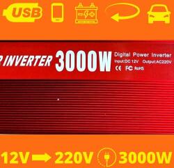  3000W inverter, feszültségátalakító - 220 V-os konnektor és USB-k (PD-2705)