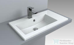 LunArt Liam 700 L 70x40 cm-es beépíthető öntöttmárvány mosdó, fényes fehér 5999123001085 (5999123001085)