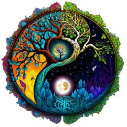 Woodbest Yin Yang életfa kirakó - különleges fa kirakó 300db /35cm x 35cm/