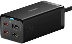 Baseus GaN5 Pro 2xUSB-C + USB + HDMI hálózati töltő, 67 W (fekete)
