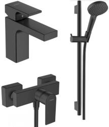 Hansgrohe Set baterie lavoar, baterie dus si set de dus, negru mat, Hansgrohe Vernis Shape (71561670 + 71650670 + 26422670)