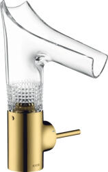 Hansgrohe Baterie lavoar baie auriu lucios sticla transparenta cu ventil inclus Hansgrohe Axor Starck V 140 Diamond Cut (12122990)