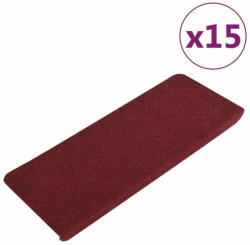 vidaXL 15 db piros öntapadó lépcsőszőnyeg 65x24, 5x3, 5 cm 343480