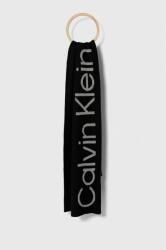 Calvin Klein sál gyapjú keverékből fekete, mintás - fekete Univerzális méret