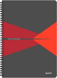 Leitz Office - Spirálfüzet A5 vonalas laminált karton borító 90 lap szürke-piros (44590025)