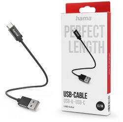 Hama USB-A - Type-C adat- és töltőkábel 20 cm-es vezetékkel - HAMA USB-A - USB-CCable - fekete - nextelshop