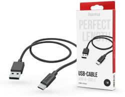 Hama USB-A - Type-C adat- és töltőkábel 1 m-es vezetékkel - HAMA USB-A - USB-C Cable - fekete - nextelshop