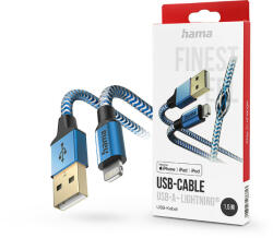 Hama USB-A - Lightning adat- és töltőkábel 1, 5 m-es vezetékkel - HAMA Reflective USB-A - Lightning Cable - kék - nextelshop