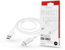 Hama USB-C - Lightning adat- és töltőkábel 1 m-es vezetékkel - HAMA USB-C - Lightning Cable - fehér - nextelshop