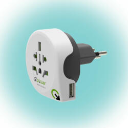 Q2Power 1.100210 utazóadapter, World to Switzerland USB, indulási ország: AUS/CHINA, IT, UK, CH, BRAZIL, USA, EURO, célország: CH, USB port (1.100210) - scom