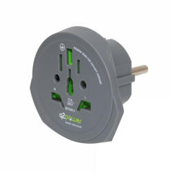 Q2Power 1.100100-TH utazóadapter, World to Europe, bemeneti feszültség: 100-250 V, 16 A, teljesítmény: 100V-1600W/250V-4000W (1.100100-TH) - scom