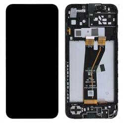 Samsung A146B Galaxy A14 5G, A145F Galaxy A14 4G, M146B Galaxy M14 4G (Széles csatlakozós) LCD Kijelző+Érintőpanel+Előlap Keret, Fekete, Black (GH82-31184A, GH82-31185A) Service Pack