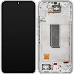 Samsung A346 Galaxy A34 5G LCD Kijelző+Érintőpanel+Előlap Keret, Ezüst, Silver (GH82-31200B, GH82-31201B) Gyári, Service Pack