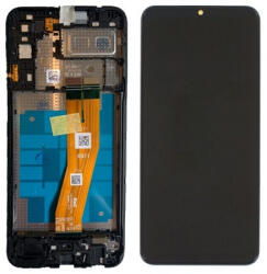 Samsung A042 Galaxy A04e LCD Kijelző+Érintőpanel+Előlap Keret, Fekete, Black (GH81-23088A) Service Pack
