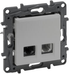 Legrand Niloé Step RJ45 Cat. 6 UTP + 1xRJ11 aljzat, alumínium (863356) (863356)