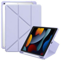 Apple iPad 10.2 (2019 / 2020 / 2021), mappa tok, Apple Pencil tartóval, Origami Smart Case, Baseus Minimalist, lila - tok-shop