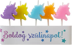 5 darabos gyertya szett - Színes unikornisok