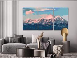 Festés számok szerint - Alpok napsütésben (3 db-os készlet) Méret: 30x40cm (3db), Keretezés: Műanyagtáblával