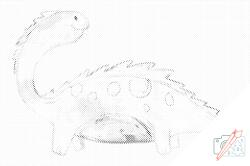 PontPöttyöző - Cuki dinoszaurusz Méret: 40x60cm, Keretezés: Fatáblával, Szín: Kék