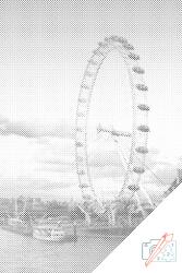 PontPöttyöző - London Eye Méret: 40x60cm, Keretezés: Fatáblával, Szín: Zöld