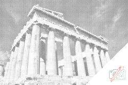 PontPöttyöző - Akropolisz, Athén 2 Méret: 40x60cm, Keretezés: Fatáblával, Szín: Piros
