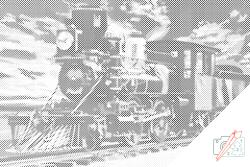  PontPöttyöző - Gőzmozdony Méret: 40x60cm, Keretezés: Kartonlemezen, Szín: Piros