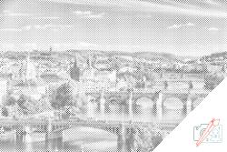 PontPöttyöző - Prágai panoráma Méret: 40x60cm, Keretezés: Fatáblával, Szín: Zöld