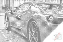 PontPöttyöző - Ferrari 4 Méret: 40x60cm, Keretezés: Fatáblával, Szín: Kék