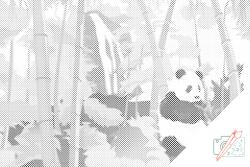 PontPöttyöző - Panda az esőerdőben Méret: 40x60cm, Keretezés: Fatáblával, Szín: Kék