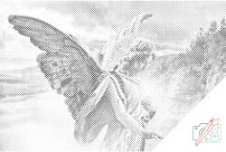 PontPöttyöző - Angyal gyertyával Méret: 40x60cm, Keretezés: Fatáblával, Szín: Piros