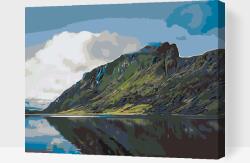 Festés számok szerint - Hegyi tó, fjord Méret: 40x50cm, Keretezés: Fatáblával